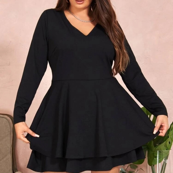SHEIN Dresses & Skirts - SHEIN Women's V-neck Two-Layer Hem Mini Dress NWT